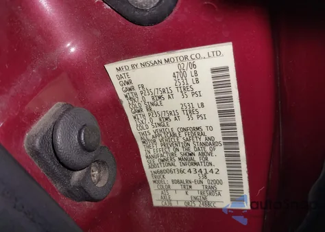 2006 Nissan Frontier Xe z USA, uszkodzony, nr VIN 1N6BD06T36C434142